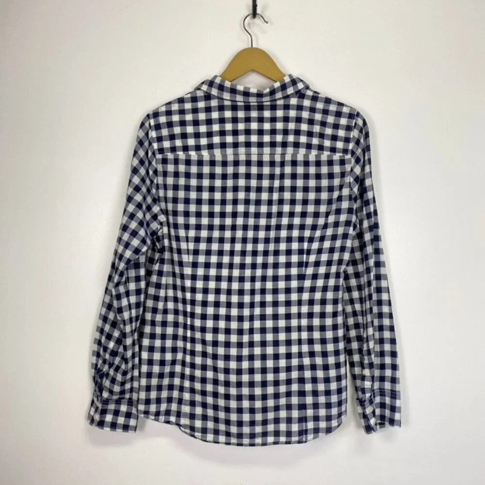 J. Crew Blue and White Checkered Button Down Top